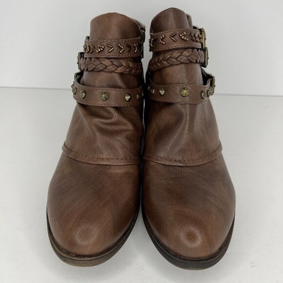 Rampage Tabitha Womens Size 9M Rich Brown Triple Buckle Side Zipper Ankle Boot - Picture 3 of 9